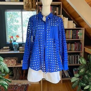 Long Sleeve Open Knit Eyelet Shirt